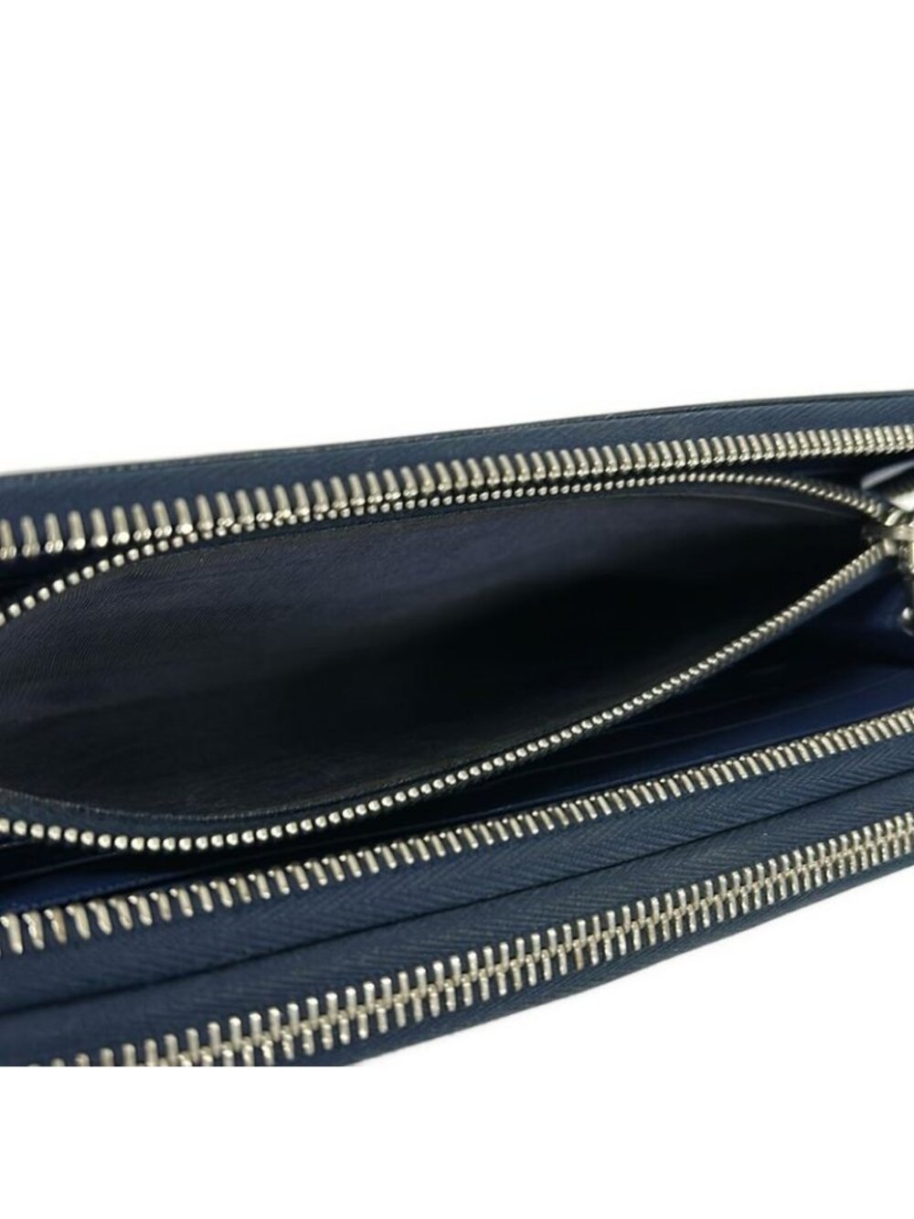 Prada Wallet Navy Double Zip Organizer Around Leather - Picture 5 of 10